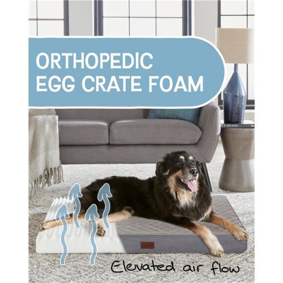 41in Gray Orthopedic Dog Bed For Large Dogs with Egg Crate Foam Support - Picture 4 of 5
